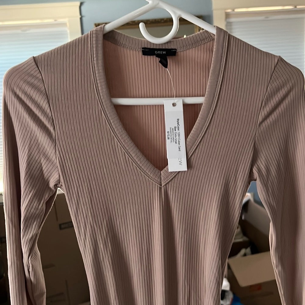 XS Drew super soft and stretchy snap crotch bodysuit beige
